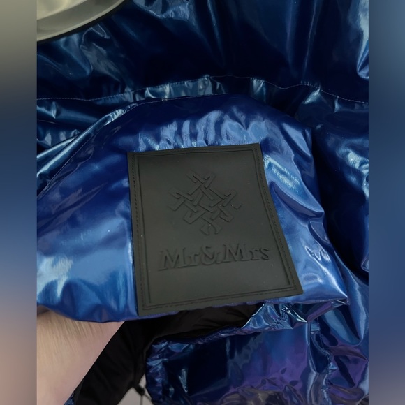 New Mr & Mrs Italy Metallic Blue Padded Rain Coat Size Medium - Picture 6 of 14